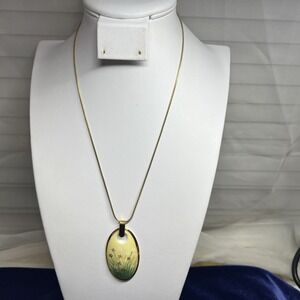 ACPL Gold Plated Sterling‎ Silver Filigree Pendant & Diamond 18" Chain
